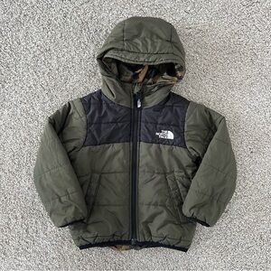 The North Face Olive and Black Quilted Jacket. Reversible puffer for toddler boy